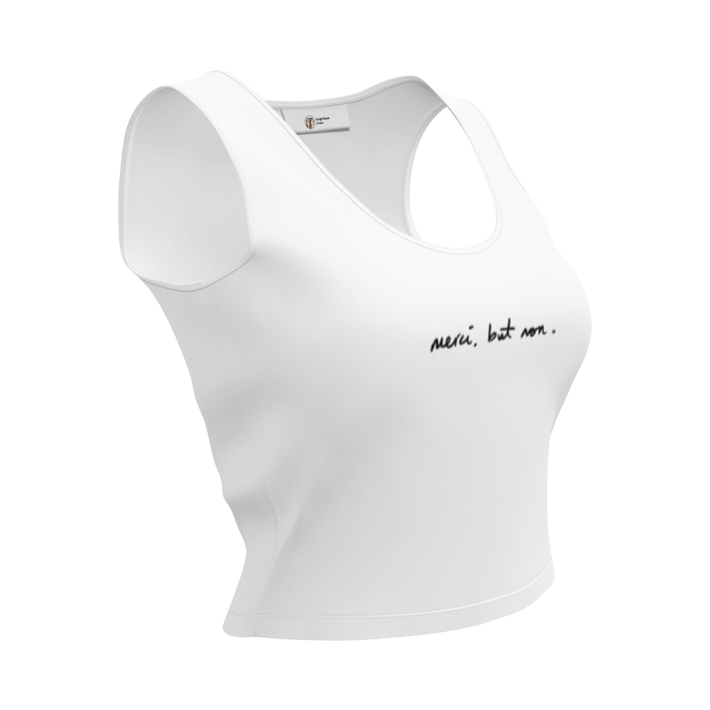 "merci, but non." crop top - white