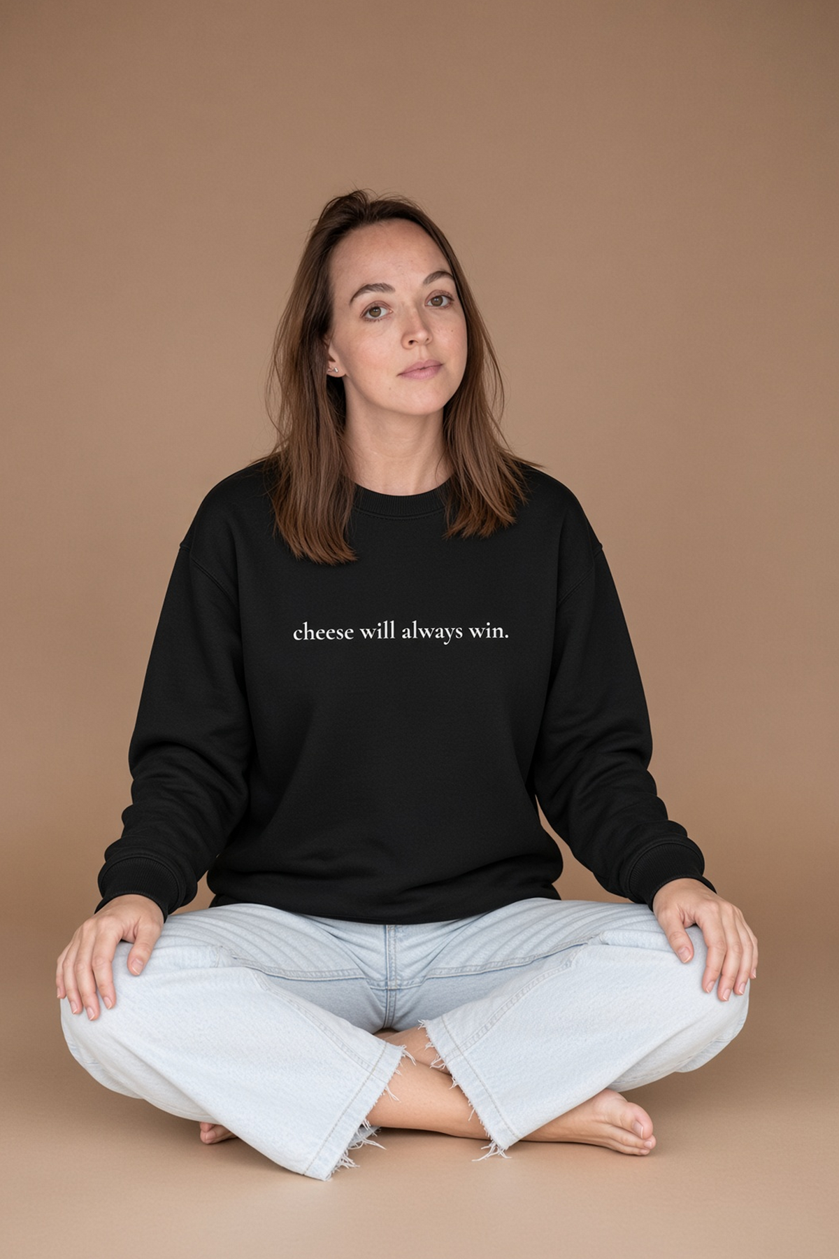 "cheese will always win." unisex organic mid-weight sweatshirt - dark