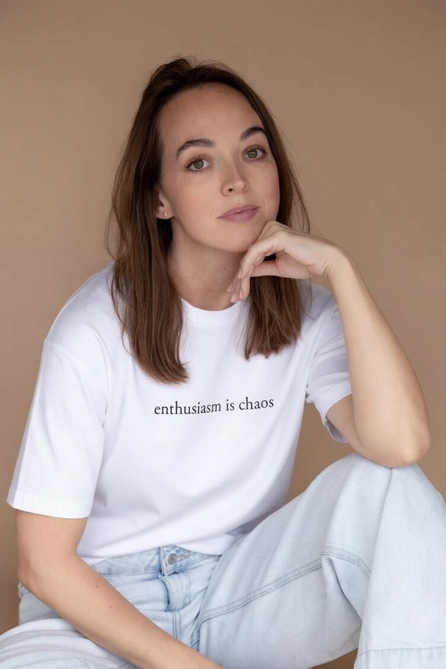 "enthusiasm is chaos" unisex t-shirt - white
