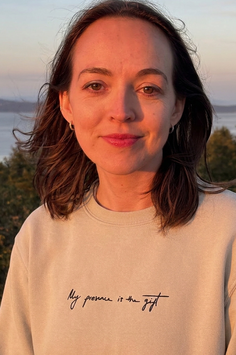 "My presence is the gift" signature unisex organic mid-weight sweatshirt