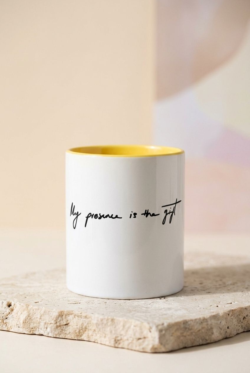 Chic ceramic mug with witty French one-liner, colored rim and handle, ideal for daily coffee with attitude, inspired by French elegance.
