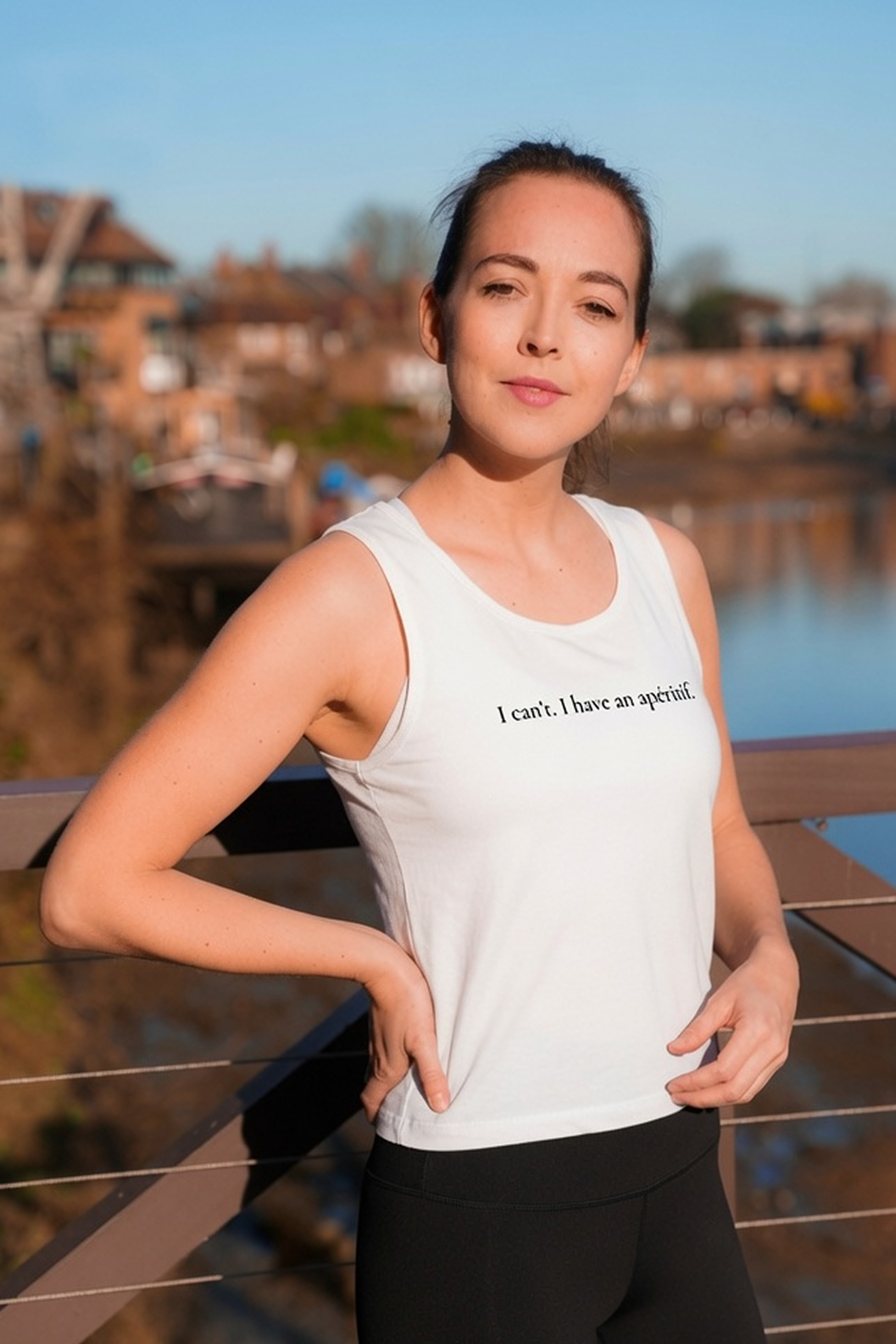 "I can't. I have an apéritif" tank top - white