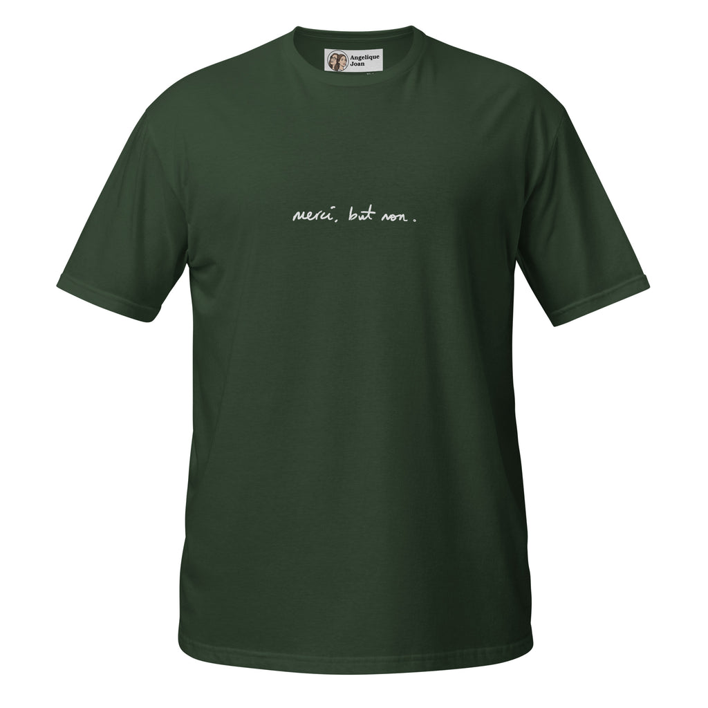 "merci, but non" unisex t-shirt - dark
