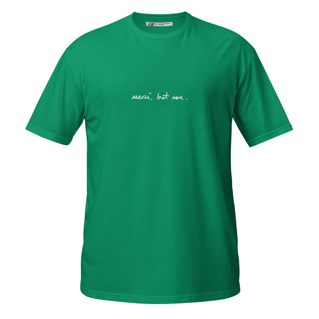 "merci, but non" unisex t-shirt - dark