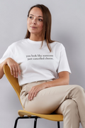 "you look like someone just cancelled cheese" unisex t-shirt - white